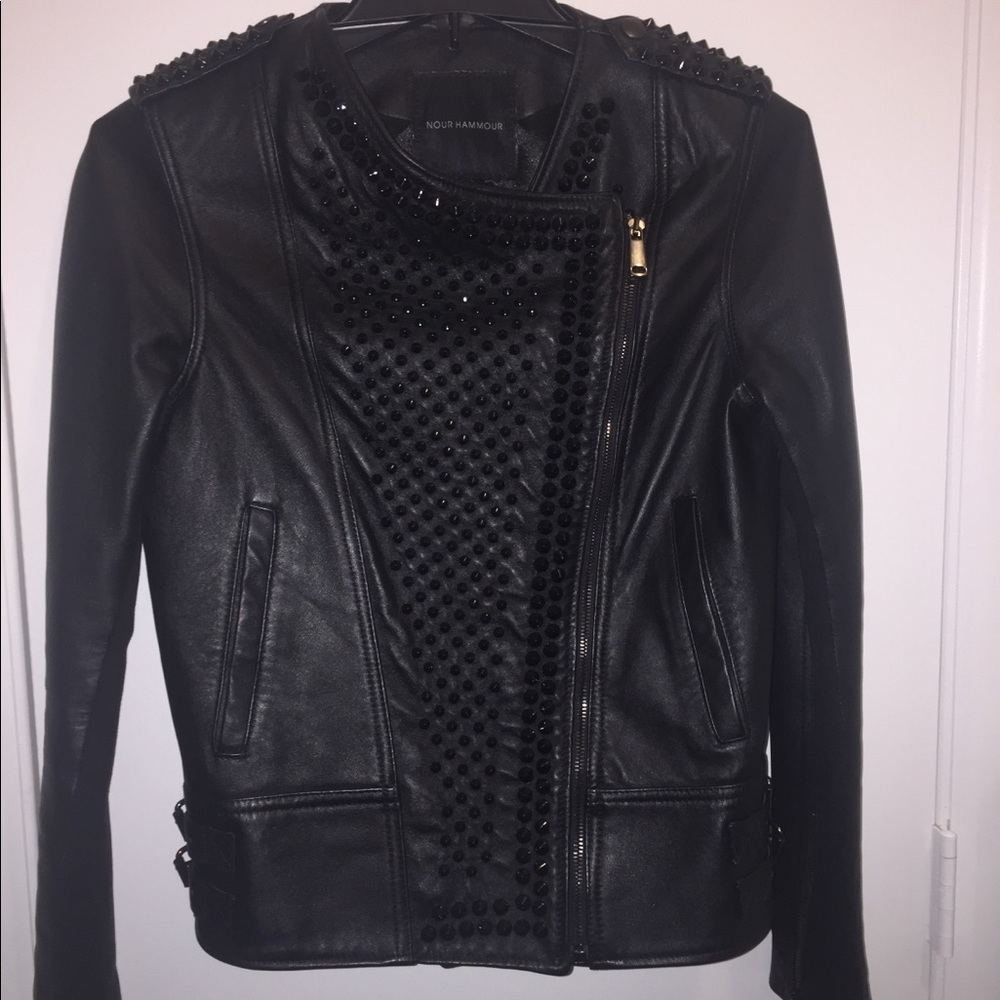 Nour Hammour Erin Studded Leather Jacket